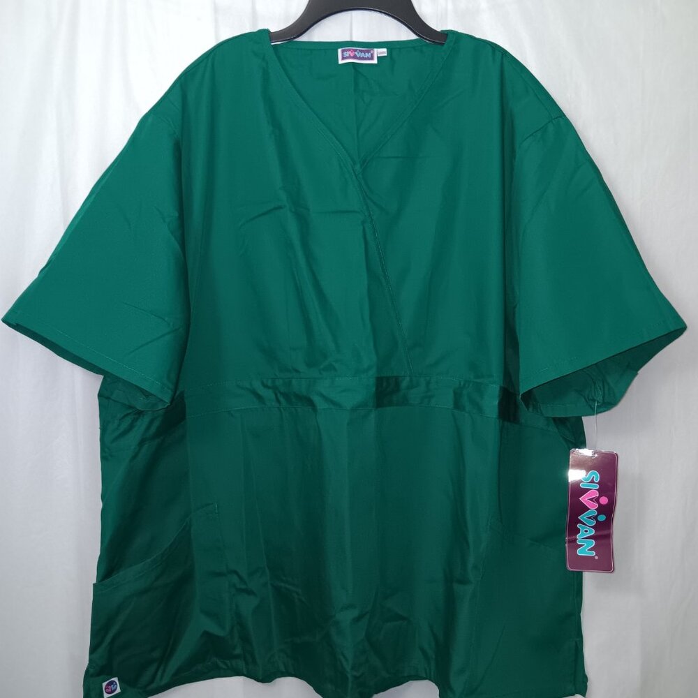 SIVVAN HUNTER GREEN CLASSIC FIT SCRUB TOP SIZE 5X